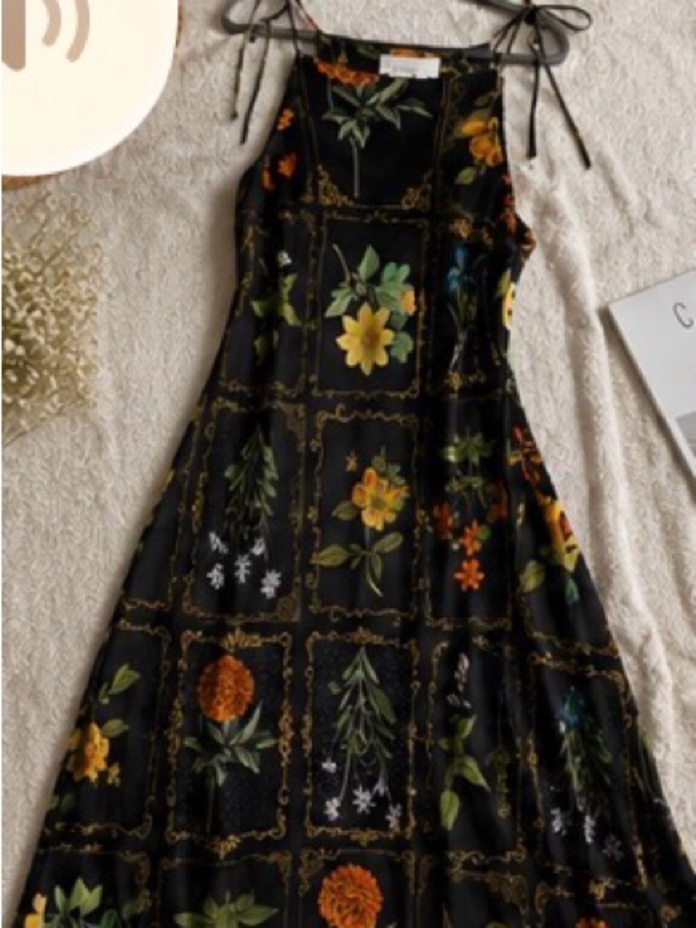 By Anthropologie Botanical Patchwork Floral Open Back Maxi Dress 100% - Picture 3 of 5